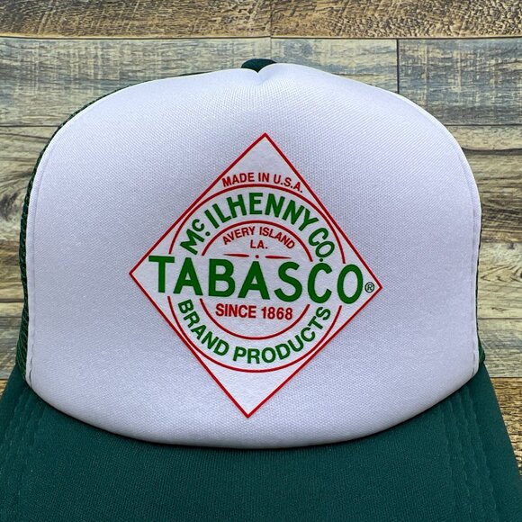 Tabasco Mens Trucker Hat Green Snapback Hot Sauce 1868 Original Logo Ball Cap - Picture 3 of 7